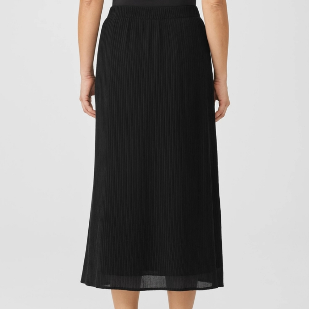 Eileen Fisher Black Accordion Silk  Jacquard A-Line Skirt Size XXS - Picture 2 of 9